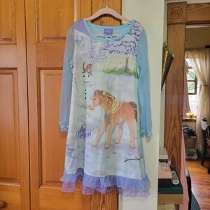 Bella Sara Rare Collectible Winter Snow Scene Horse Nightgown Girls M 7/8